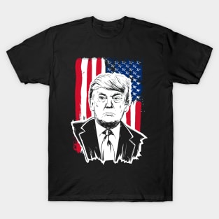 trump mugshot with american flag T-Shirt